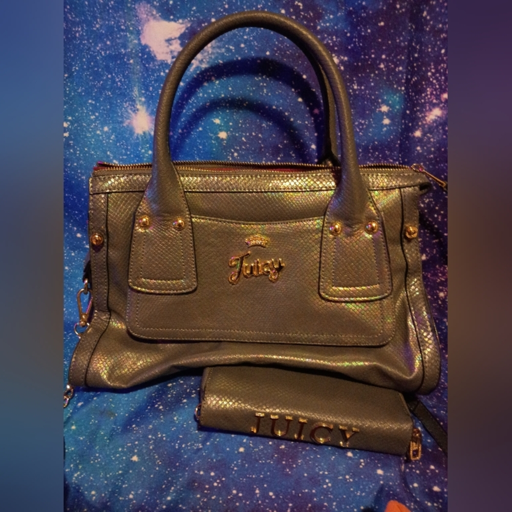 Juicy Couture Iridescent Mermaid Scale Purse & Wallet Set